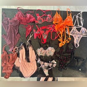 Elegant Women's Intimates Set - Pink, Red, Orange, Black